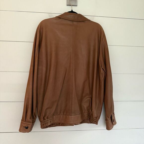 Vintage St Croix Men’s Large Cognac Brown 100% Leather Jacket - Picture 3 of 5